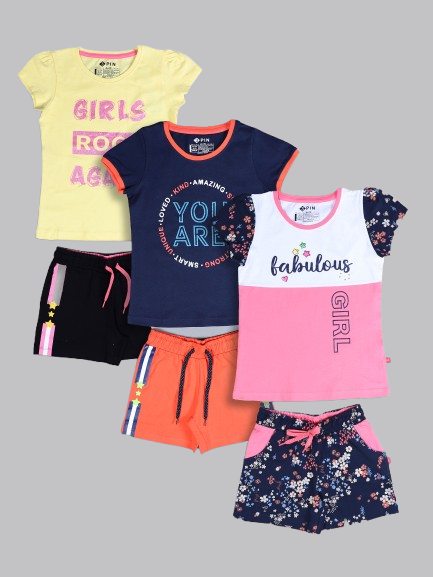 Girlz T-Shirt & Shorts Set - Pack of 3