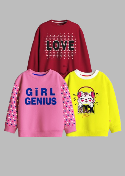 Girlz Cotton Sweatshirts - Pack of 3