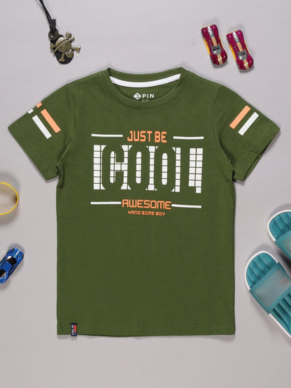 Boys Cotton Printed Round Neck T-Shirt - Pack of 5