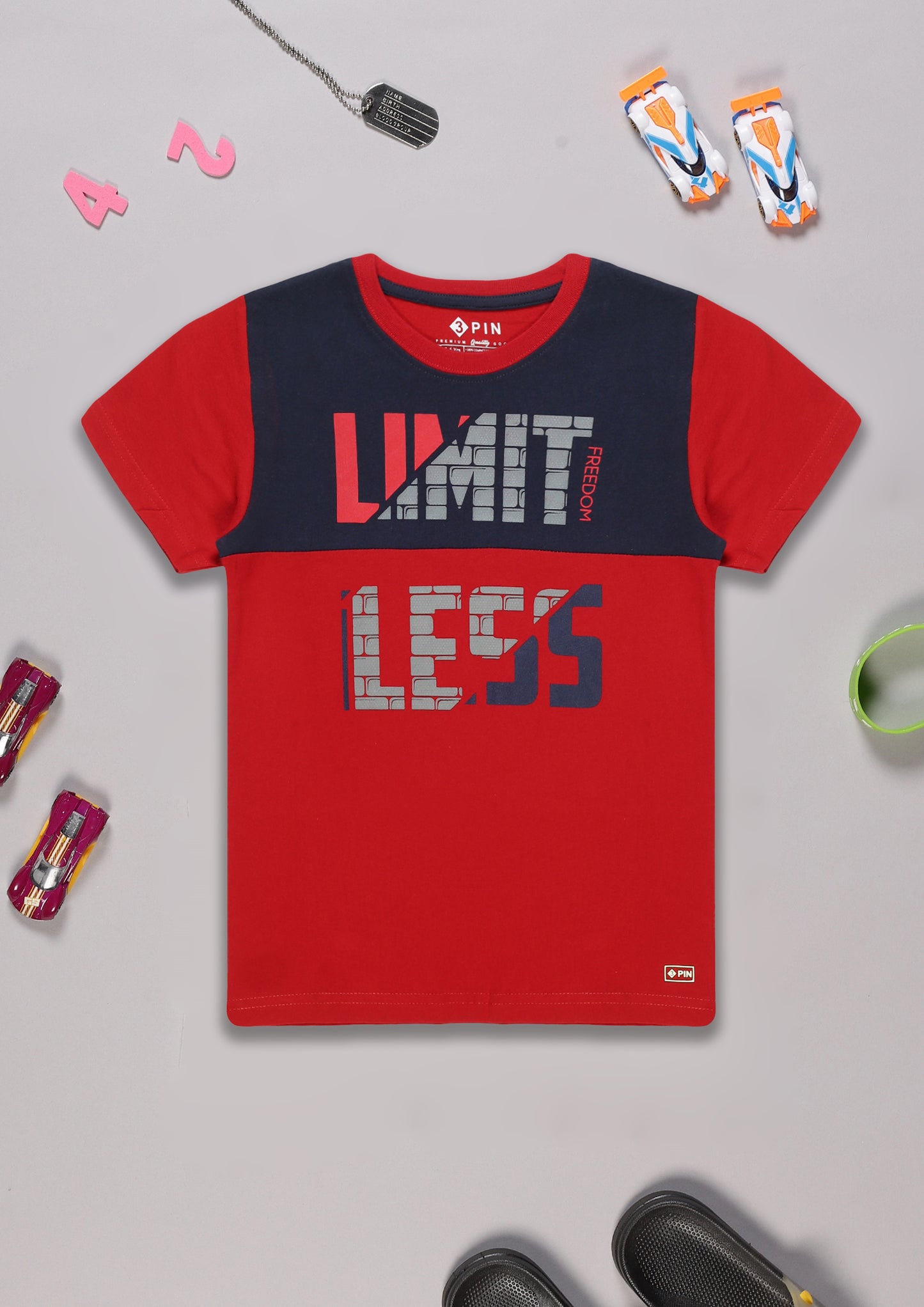 Boys Cotton Printed Round Neck T-Shirt - Pack of 5