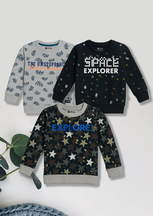 Boyz Cotton Sweatshirts - Pack of 3