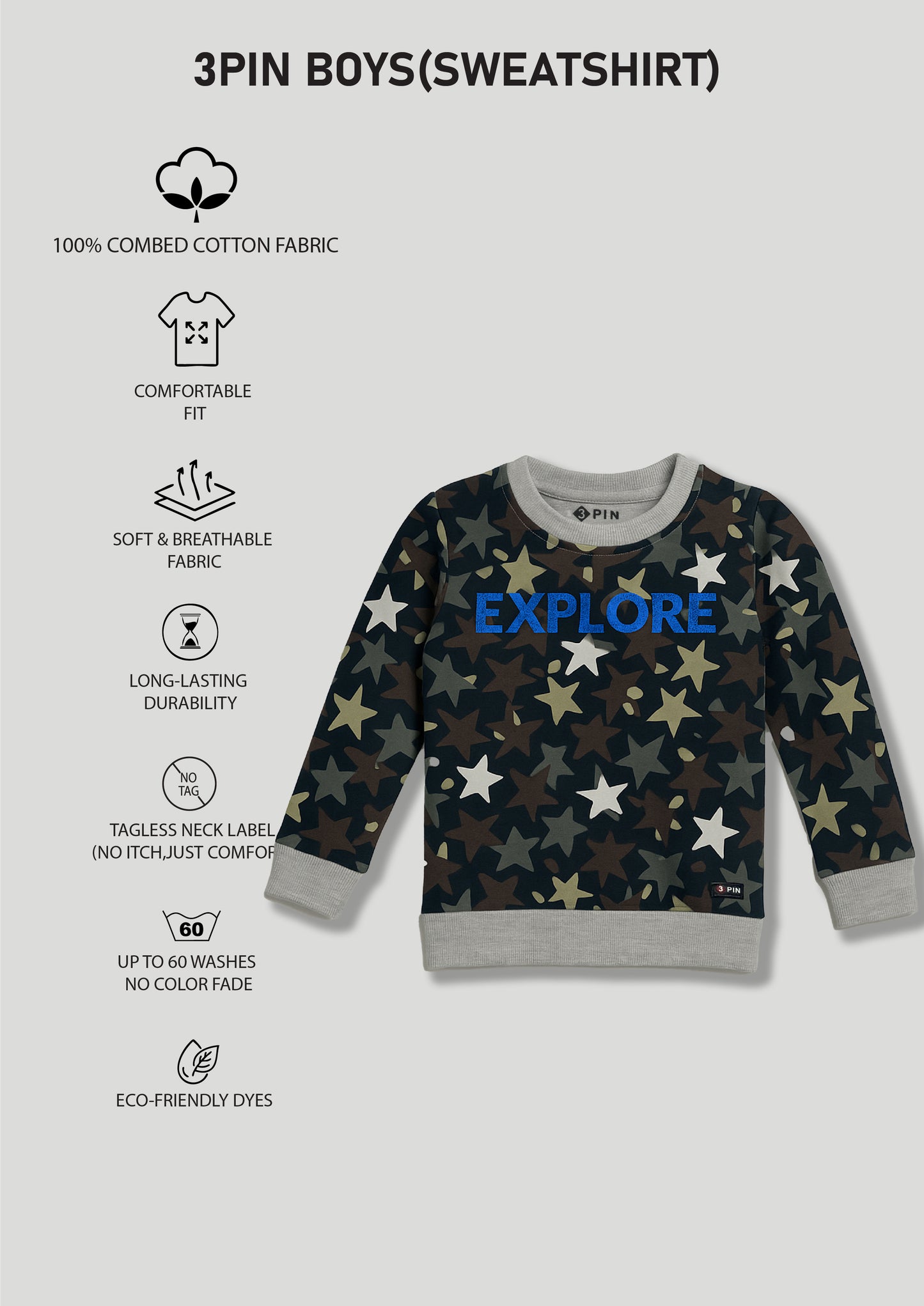 Boyz Cotton Sweatshirts - Pack of 3