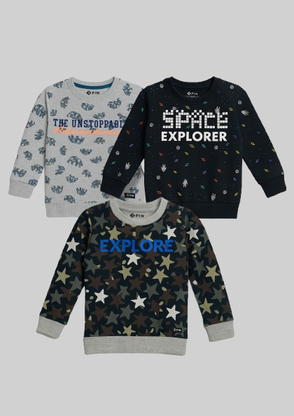 Boyz Cotton Sweatshirts - Pack of 3