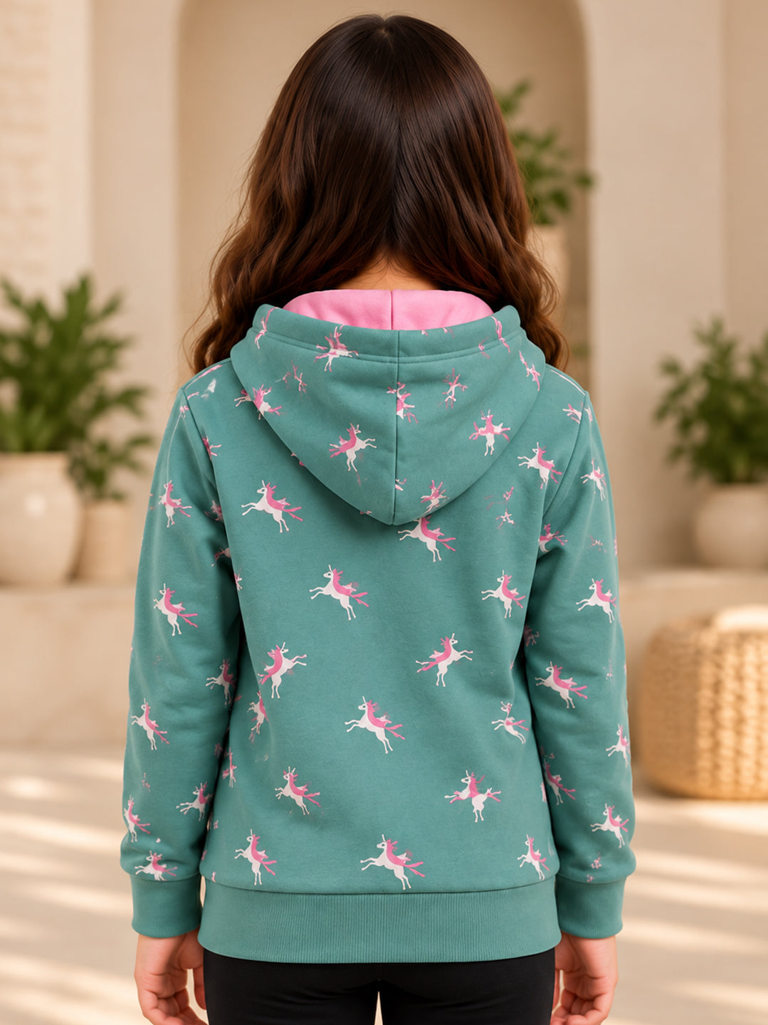 3Pin Printed Hooded Sweatshirt - Light Green