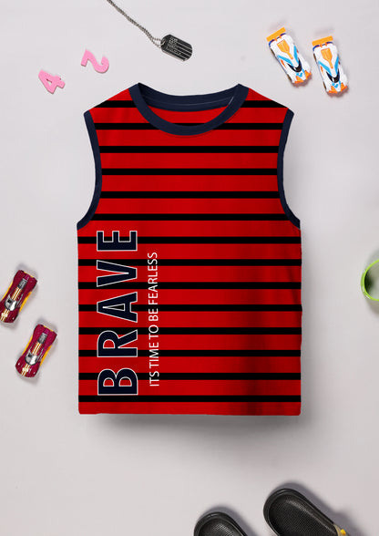 Boys Cotton Printed Round Neck Sleeveless Vests - Pack of 5