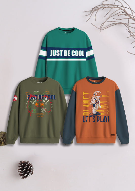 Boyz Cotton Sweatshirts - Pack of 3