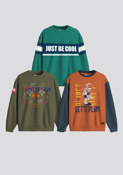 Boyz Cotton Sweatshirts - Pack of 3