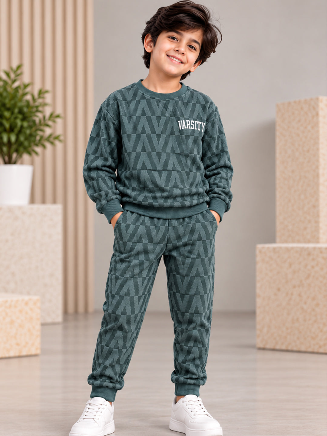 3Pin  Full Sleeve Varsity Printed T-shirt and Pant Set - Grey