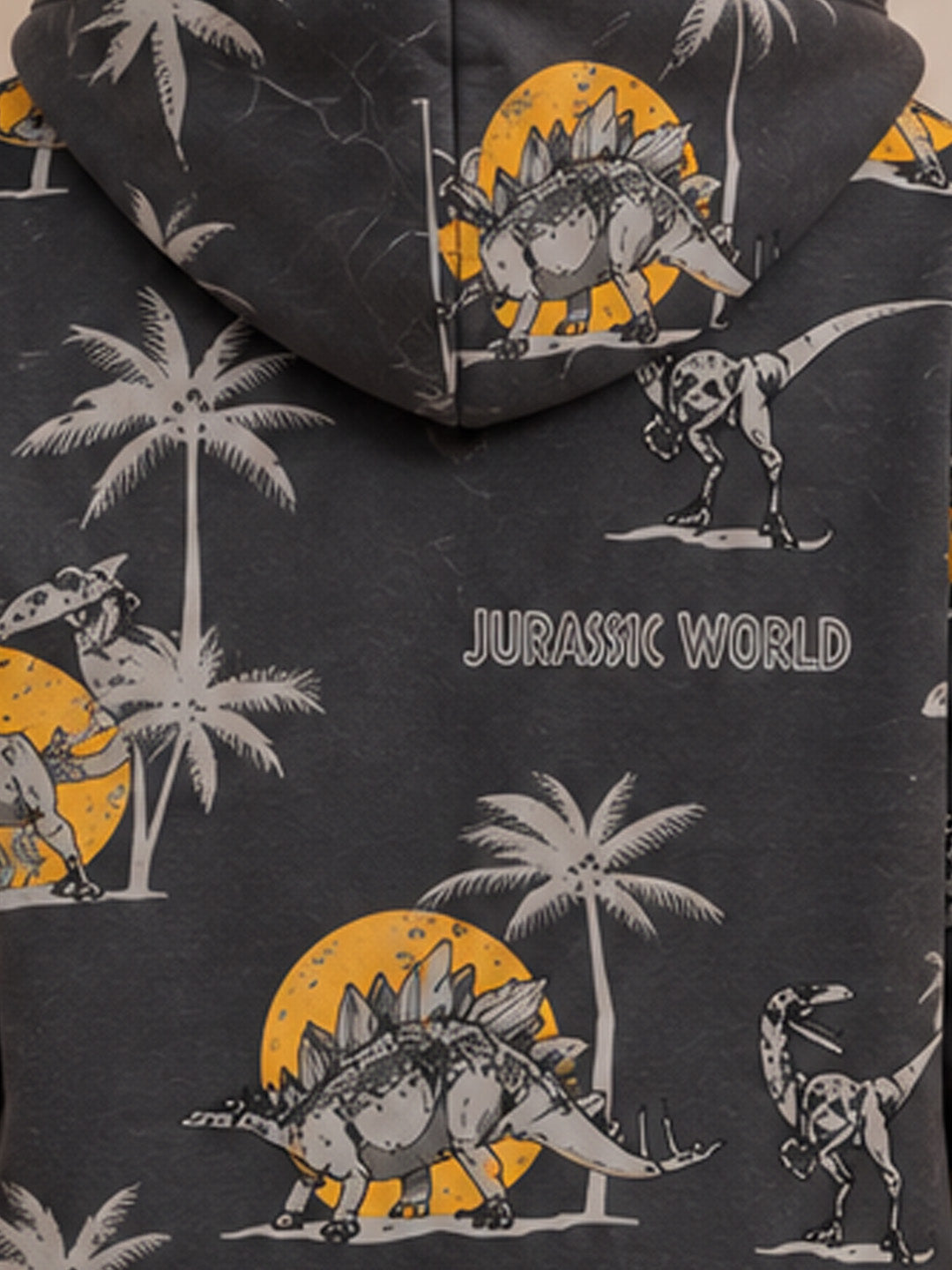 3Pin Glitter Printed Hooded Sweatshirt - Charcol
