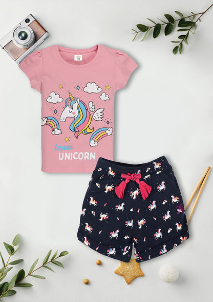 Girls T-Shirt & Shorts Combo Set - Pack of 3