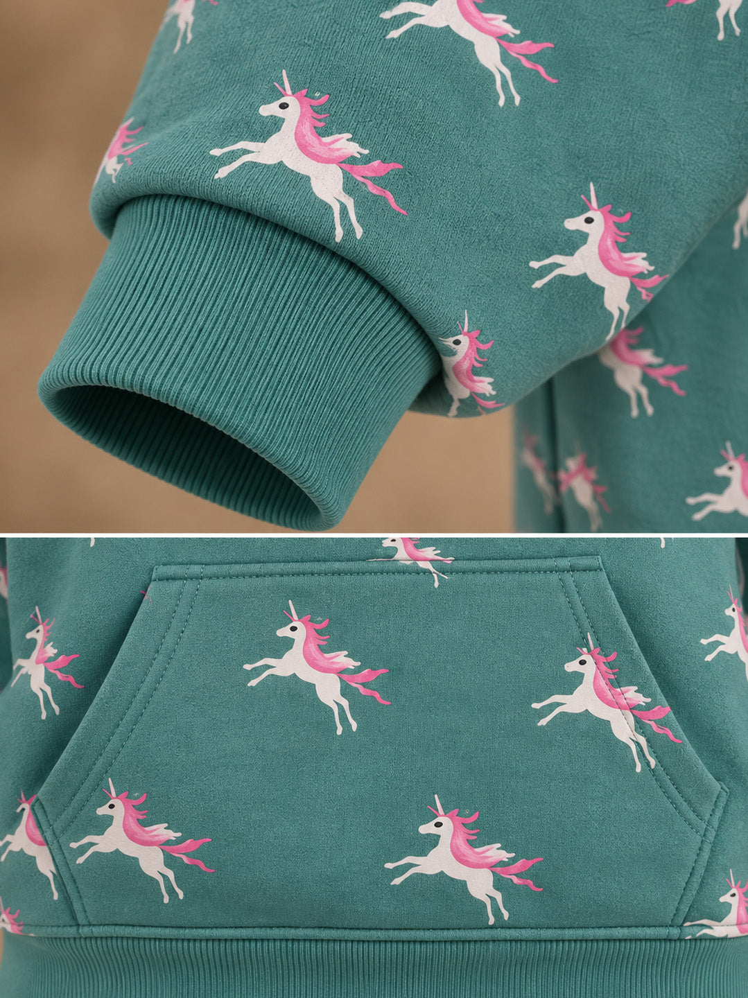 3Pin Printed Hooded Sweatshirt - Light Green