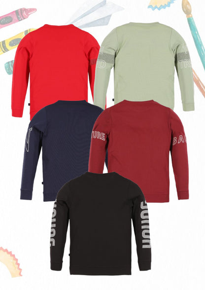 Boys Cotton Printed Round Neck T-Shirts (Pack of 5)