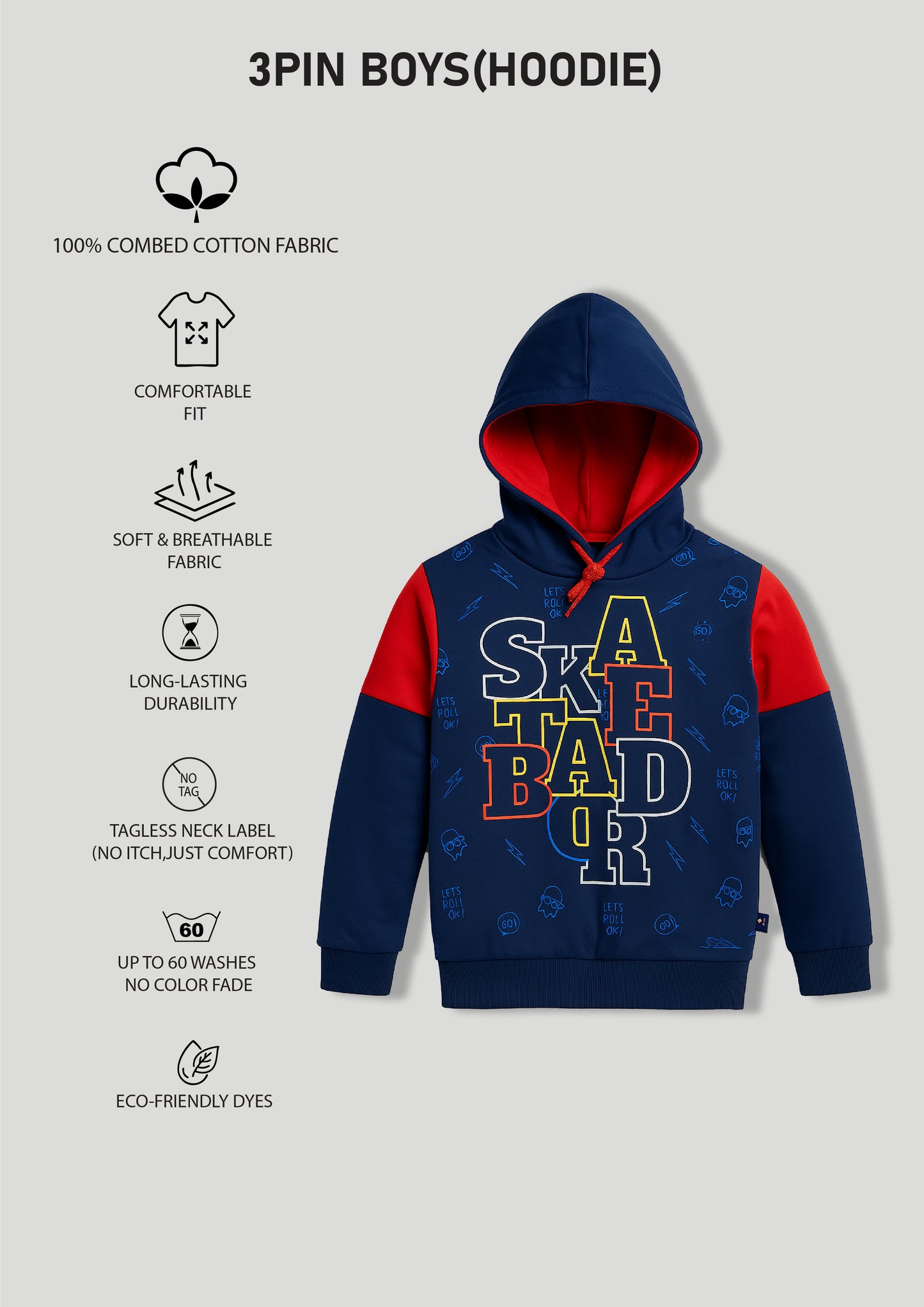 Boyz Cotton Hoodies - Pack of 3