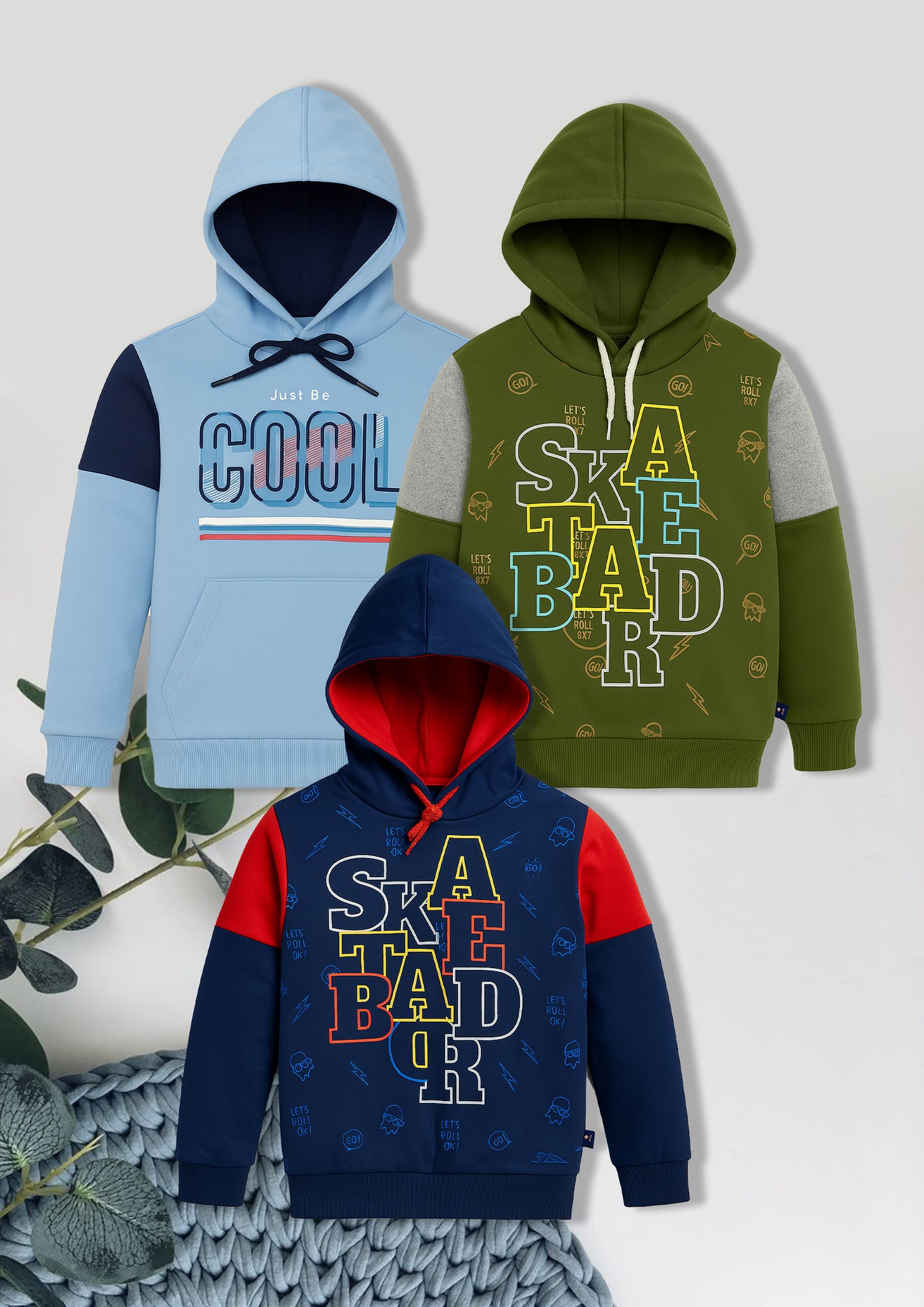 Boyz Cotton Hoodies - Pack of 3