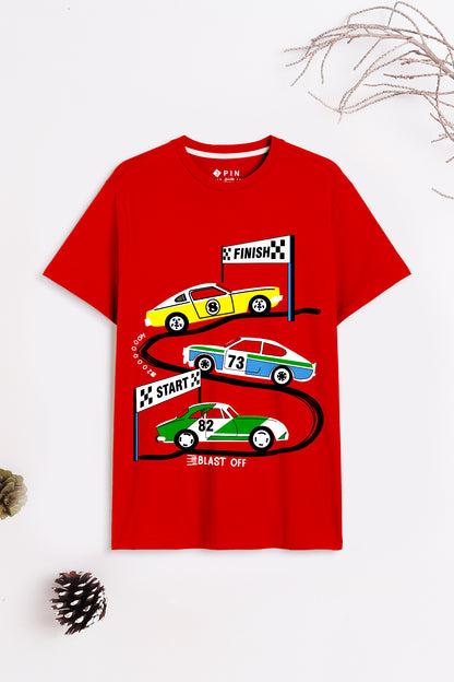 Boys Cotton Printed Round Neck T-Shirt - Pack of 5