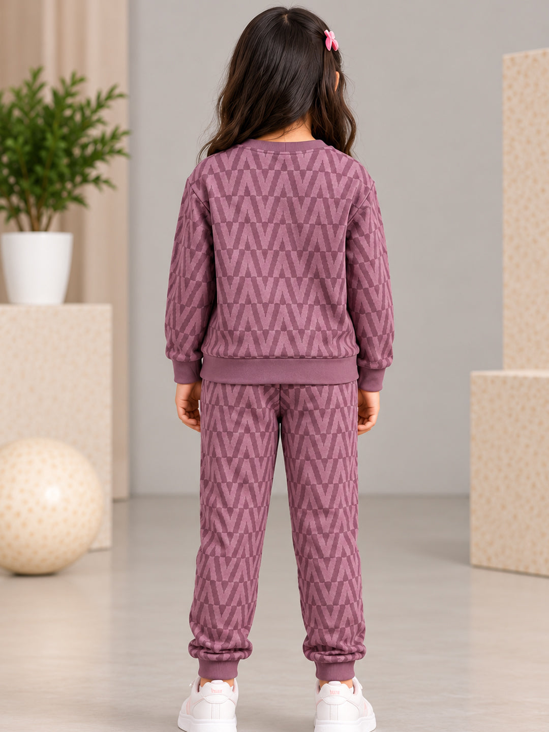 3Pin  Full Sleeve 80 Printed T-shirt and Pant Set - Peach