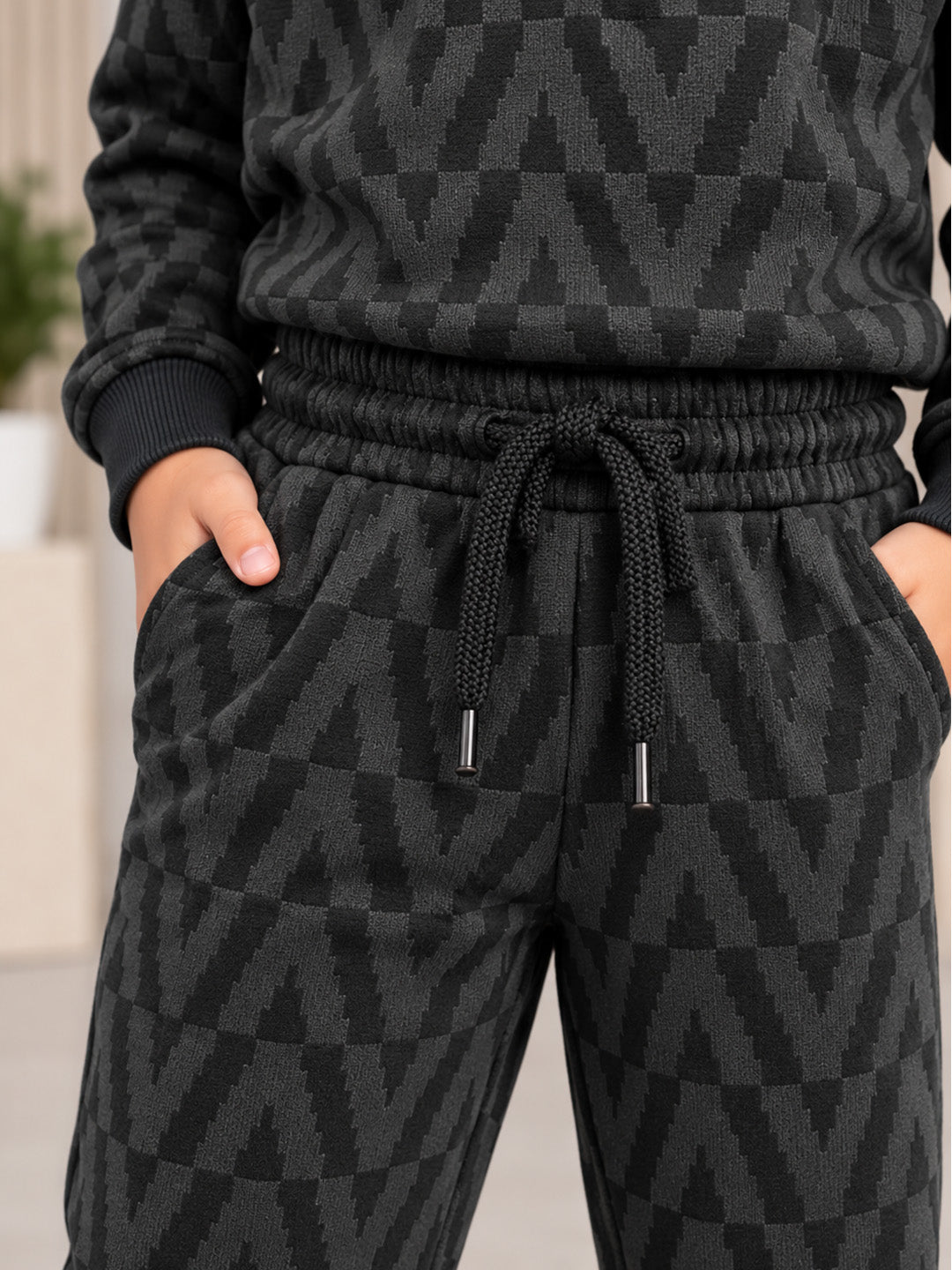 3Pin  Full Sleeve Speed  Printed T-shirt and Pant Set - Black