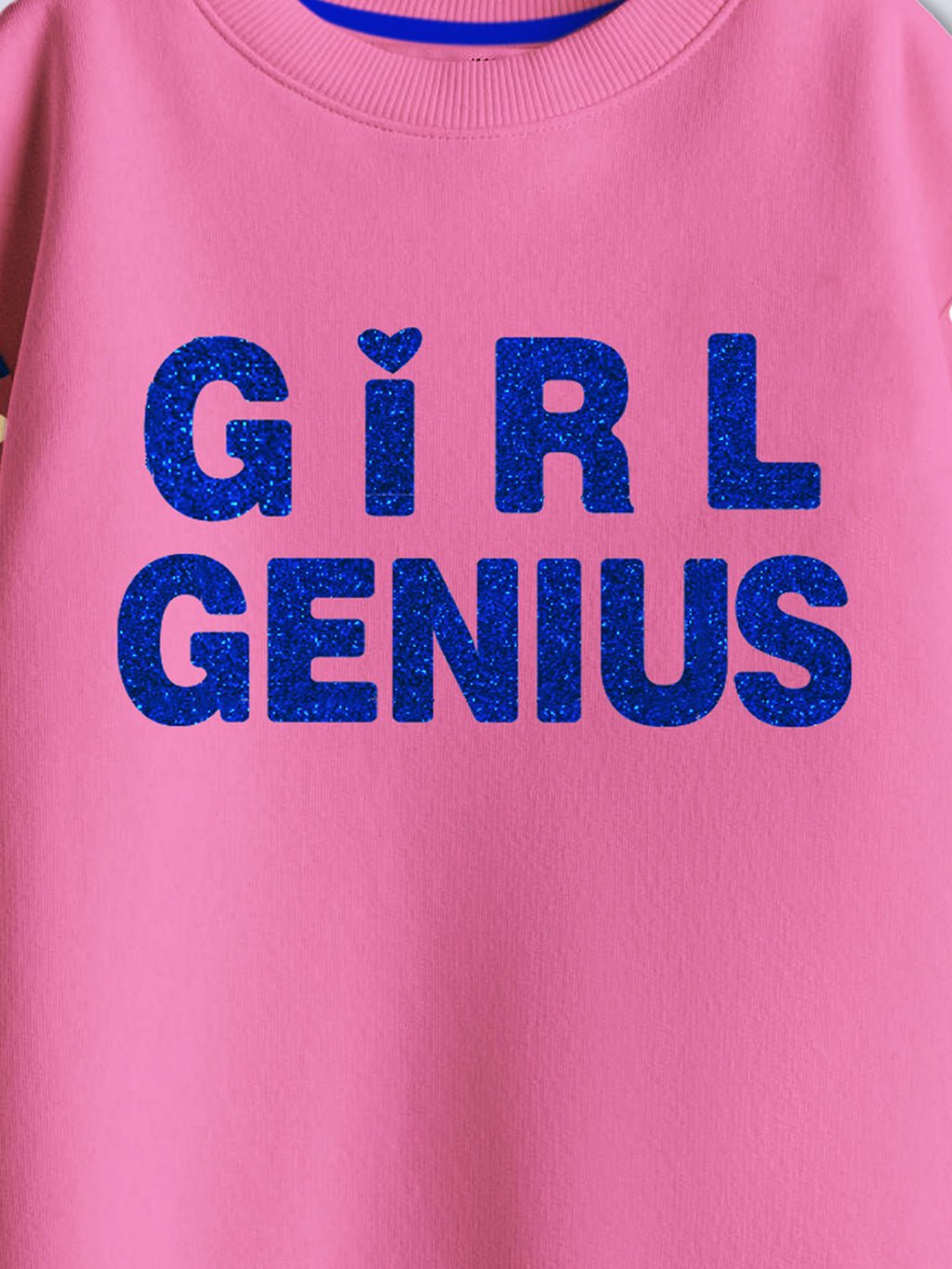 Girls Cotton Printed Round Neck Sweatshirt