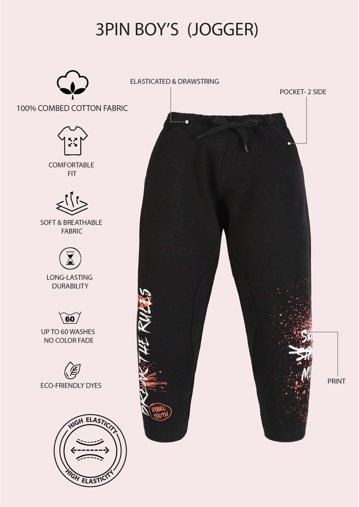 Boys Cotton Joggers Printed