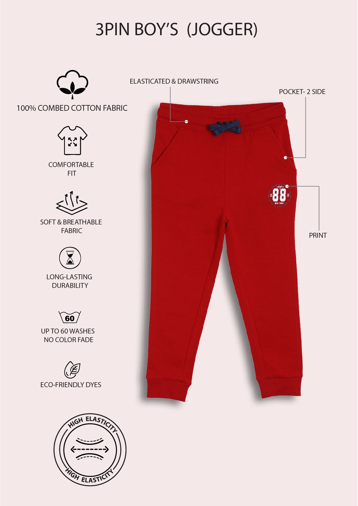 Boys Cotton Joggers Printed