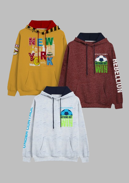 Boyz Cotton Hoodies - Pack of 3