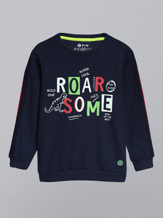 Stylish Printed Sweatshirt-Navy