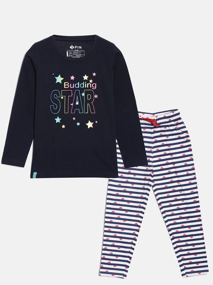 Star Printied T-shirt & jogger Girls