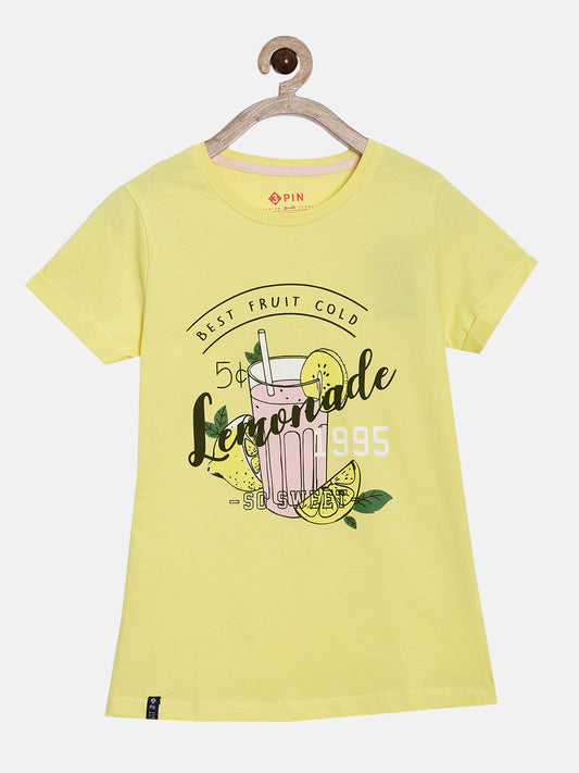Stylish lemon Printed t-shirt for girls