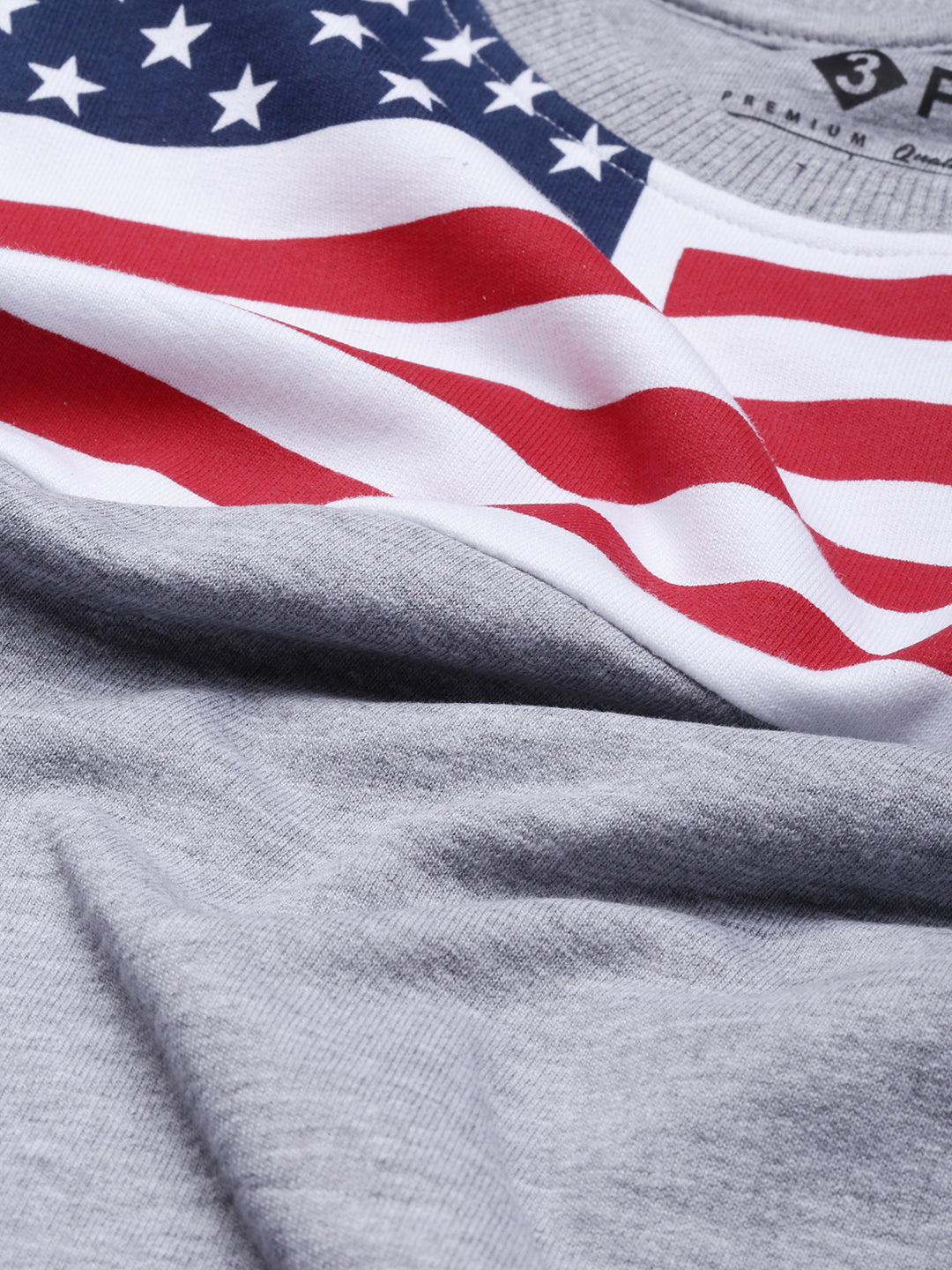 Flag Printed Sweatshirt-Grey Melange