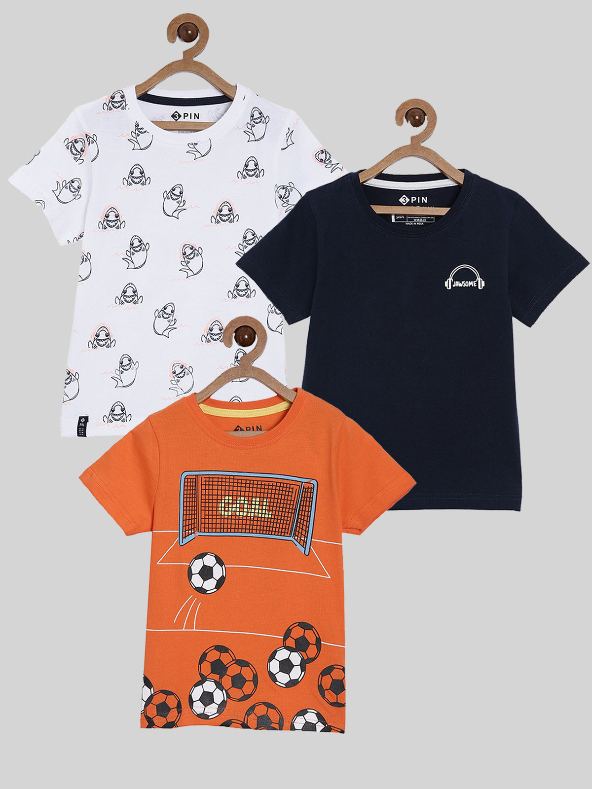 Boys Short sleeves printed T-shirts pack of 3 - Multicolor