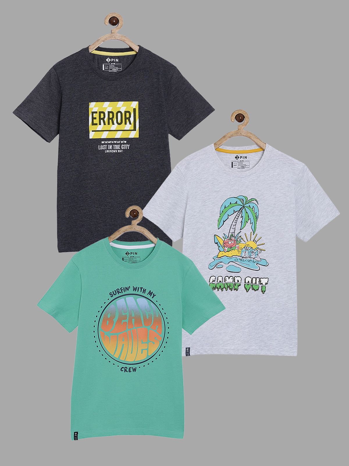 Boys Short sleeves printed T-shirts pack of 3 - Multicolor