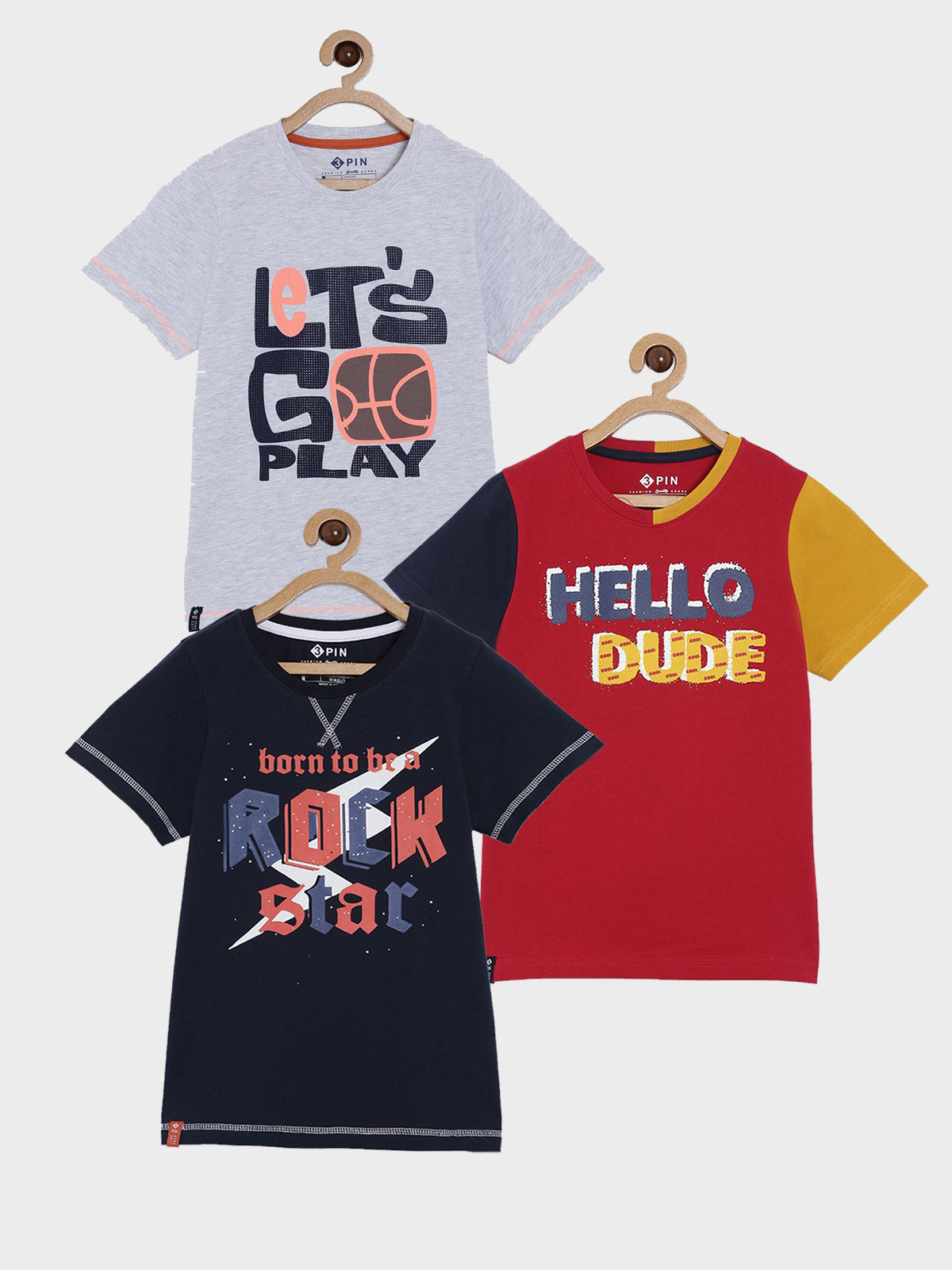 Boys Short sleeves printed T-shirts pack of 3 - Multicolor