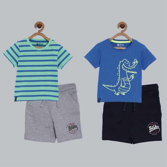 Boys T-shirt & short set combo - Multicolor