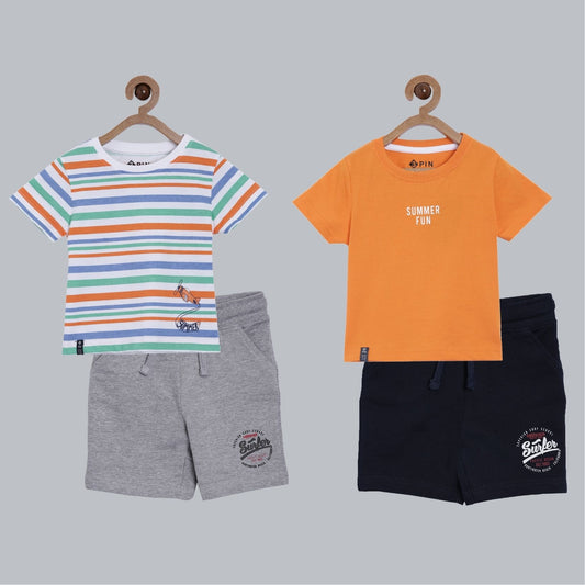 Boys T-shirt & short set combo - Multicolor