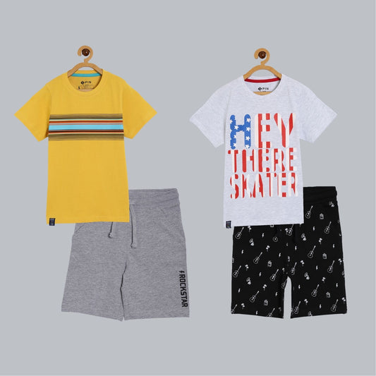 Boys T-shirt & short set combo - Multicolor