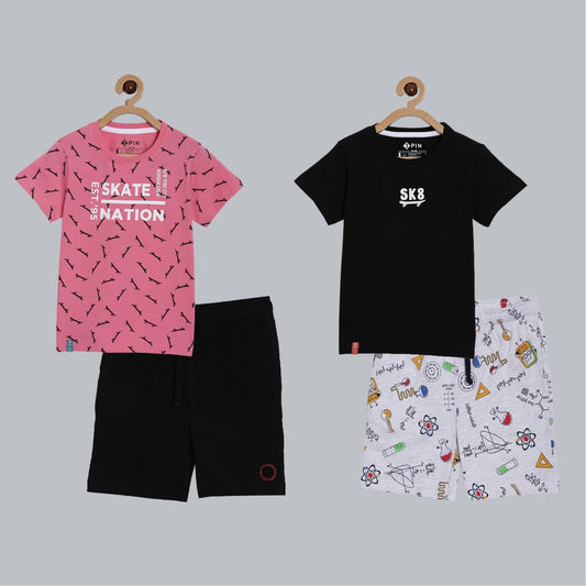 Boys T-shirt & short set combo - Multicolor