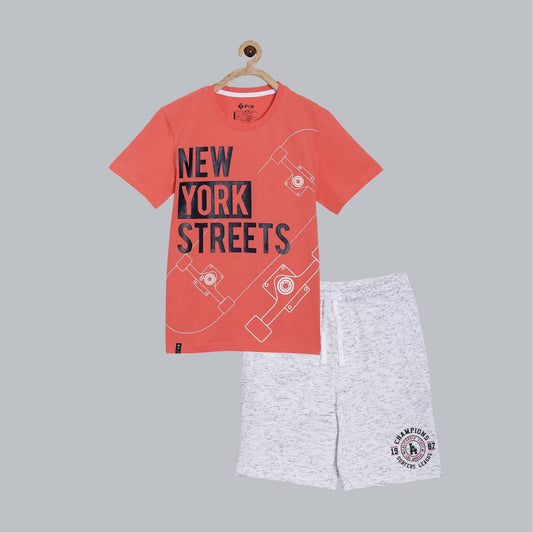 Boys T-shirt & short set combo - Multicolor