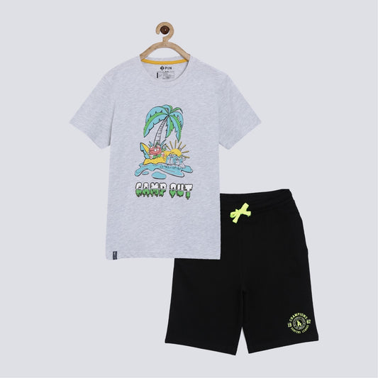 Boys T-shirt & short set combo - Multicolor