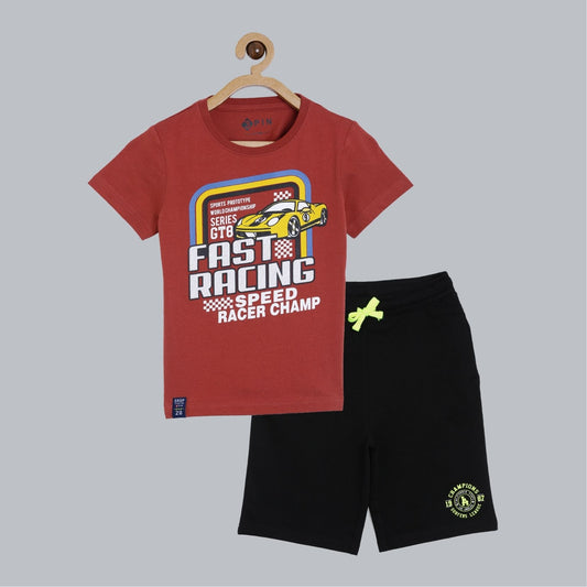 Boys T-shirt & short set combo - Multicolor