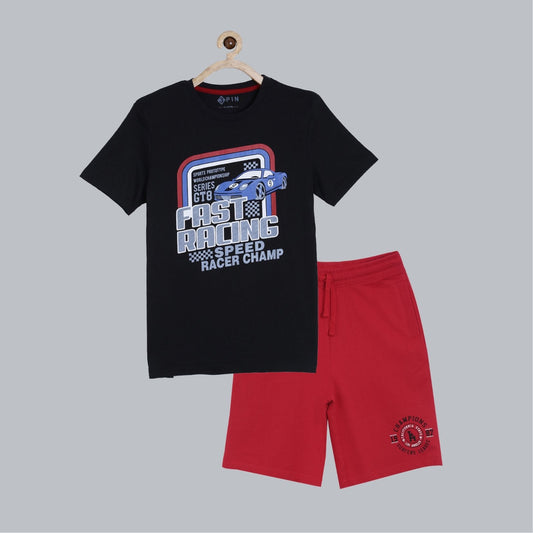 Boys T-shirt & short set combo - Multicolor