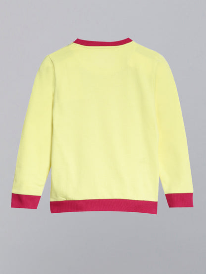 Cat Printed Sweatshirt-Yellow