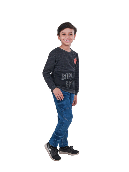 Printed Sweatshirt - Black Melange