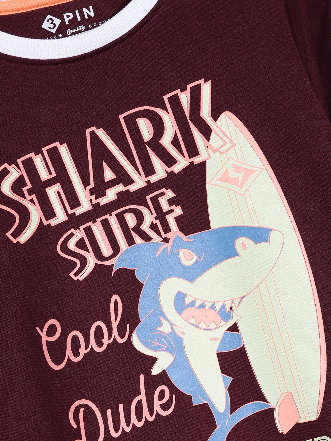 Shark  Printed Sweatshirt-Burgundy