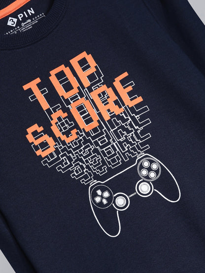 Gaming Printed Sweatshirt-Navy
