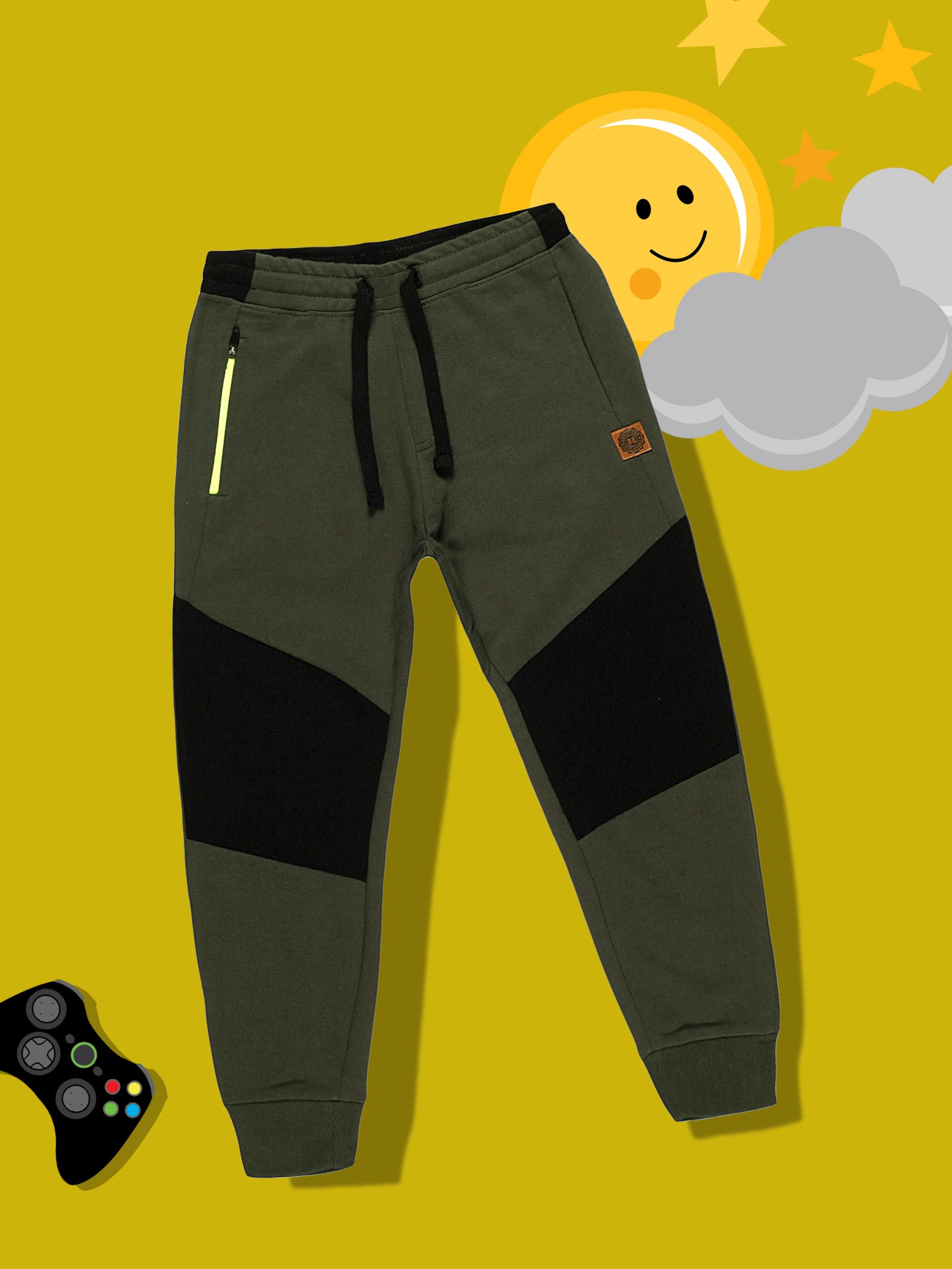 Boys Olive Stylish Athleisure Joggers