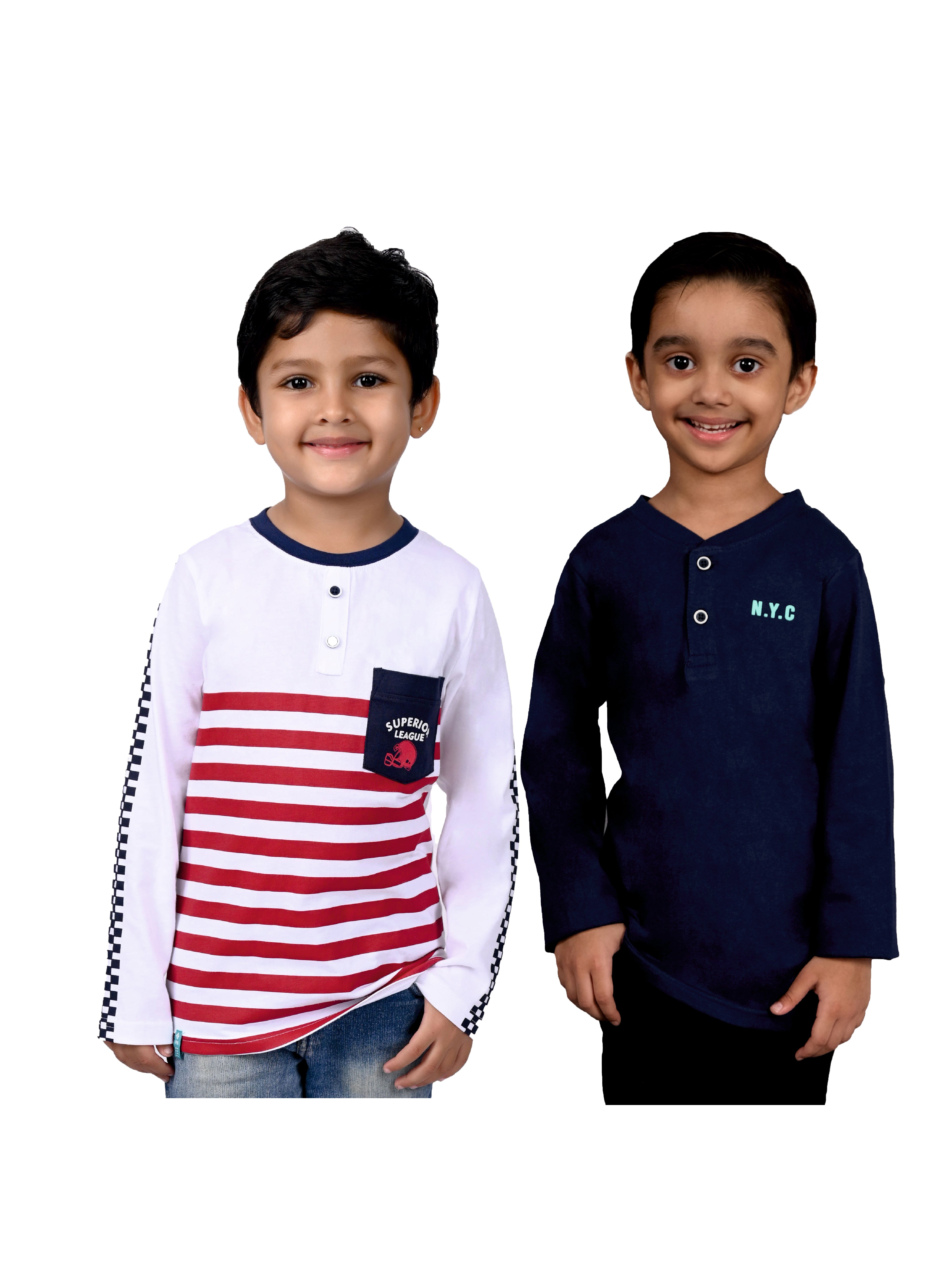 Boy's Full Sleeves T-shirt Combo - Multicolor